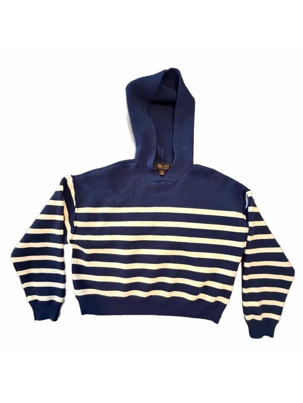 Truth By Republic Striped Cropped Hooded Sweater size M